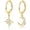 Gold Tone : Moon Star Earrings, variant on Women's Hoop Earrings 18K Gold Plated Silver Dangle Hoop Earrings with Charms Cross, Spike, Moon, Star, Paperclip Link Earrings Convertible Link Earrings Hypoallergenic