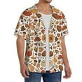thumbnail image 4 of Xecao offers the Thanksgiving Food for Men's Casual Short-sleeved Shirt, a button-up collared shirt with a pocket, perfect for beach vacations and yacht travel in the Large size., 4 of 7