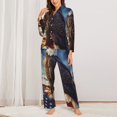 thumbnail image 2 of KLL Night Sky Bald Eagle Print Women's Long Sleeve Pajamas with Pants Sleepwear Loungewear 2 Set-Small, 2 of 7