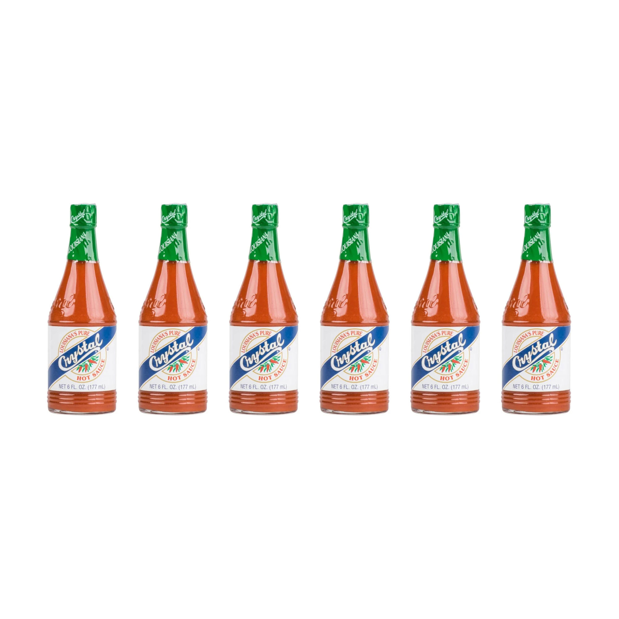 Louisiana’s Pure Crystal Hot Sauce Glass, 6 Oz (Pack of 6)