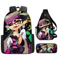 thumbnail image 1 of jet warrior Splatoon large bag satchel pencil case three-piece cartoon backpack set, 1 of 6
