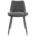 thumbnail image 2 of Elama 2 Piece Vintage Faux Leather Tufted Chair in Gray with Black Metal Legs, 2 of 7