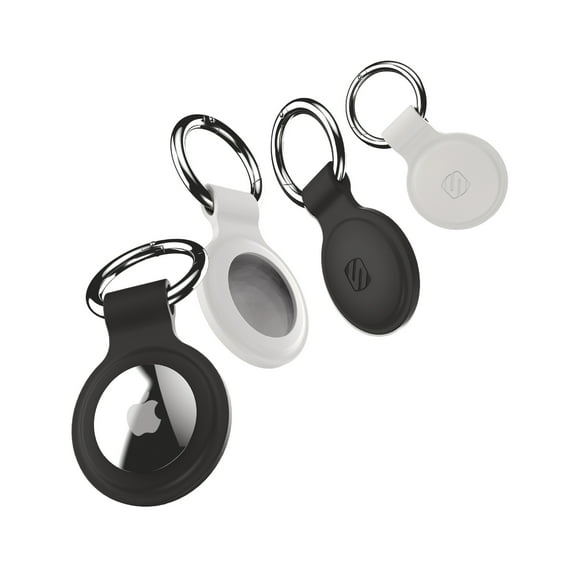 Scosche ATHS1BW-4PKSP FoundIt Silicone Protective Key Ring Holders for AirTag, 4-Pack