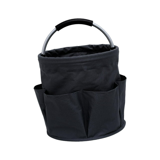 Cesta de picnic organizadora de herramientas de jardín, cesta de almacenamiento portátil de múltiples bolsillos para acampar, cesta de almacenamiento Negro