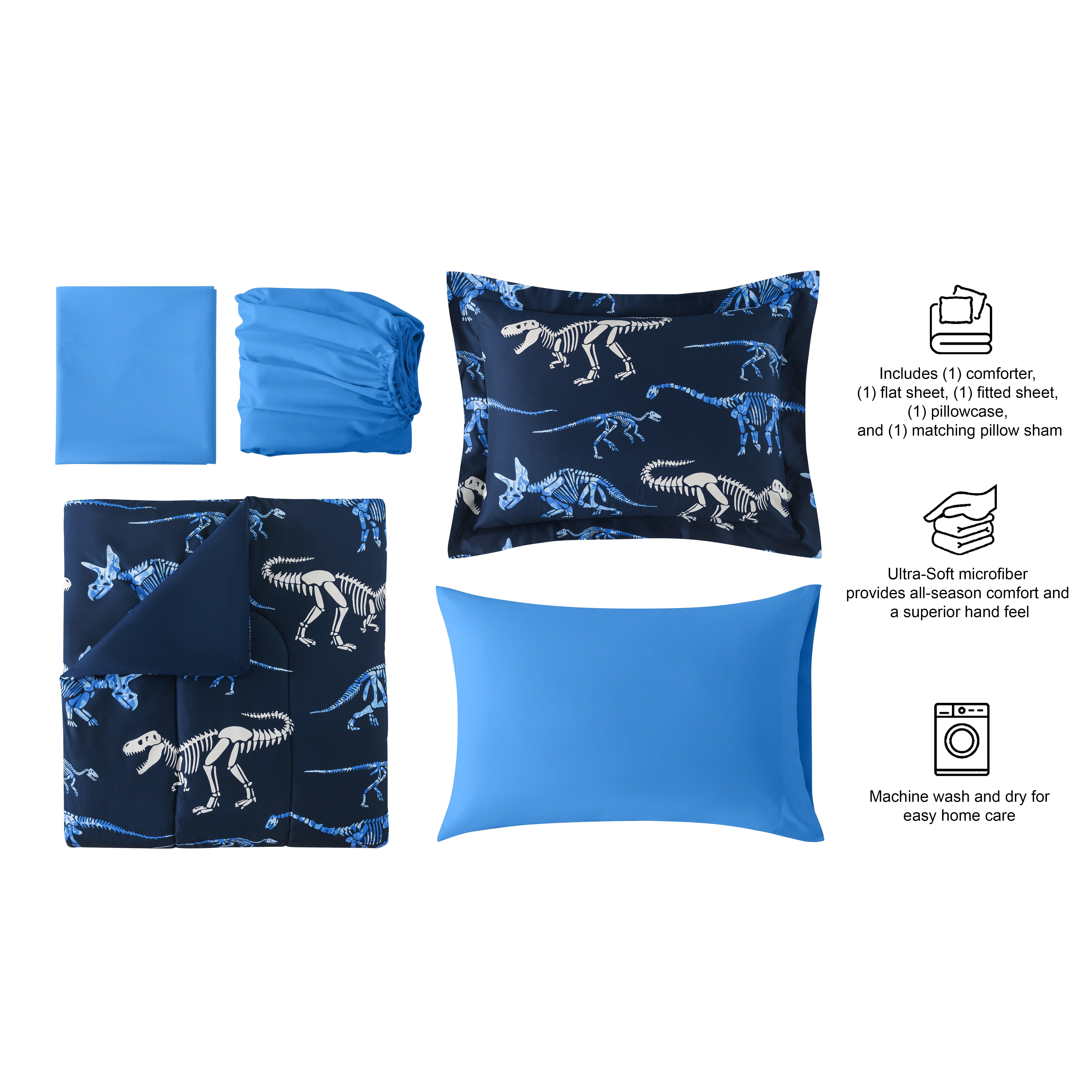 Your Zone Glow in the Dark Dinosaur Bedding Set, 5-Piece, Twin