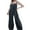 Black, variant on Rdhnmea Women Loose Fit Denim Overalls Vintage Washed Raw Trim Adjustable Straps Wide Leg Long Pants Frayed Jean Jumpsuit