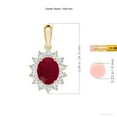 thumbnail image 4 of Angara Natural 3.3 ct Ruby Pendant Necklace for Women in 14K Yellow Gold – July Birthstone Jewelry | Oval Ruby Pendant with Floral Diamond Halo, 4 of 9