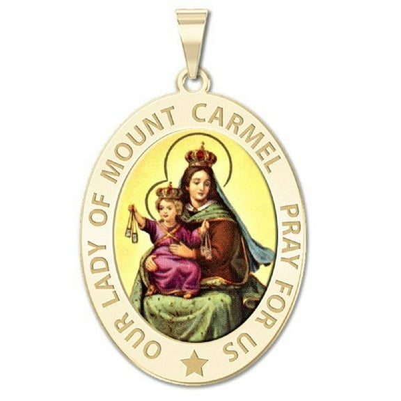 Picturesongold.Com Our Lady of Mount Carmel Religious Medal Female Adult 1/2 x2/3 in 14K Yellow Gold