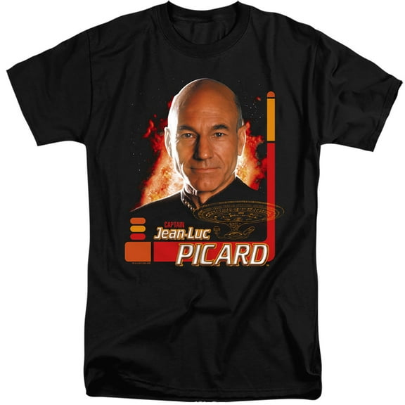 Star Trek Captain Picard Adult Tall T-Shirt Black