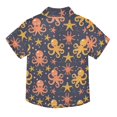 thumbnail image 2 of Dailycode Small Short Sleeve Button Down Shirts Happy Octopus and Starfish Casual Shirt 3-10 Years, 2 of 9