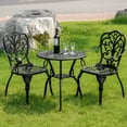 thumbnail image 2 of PATIO-IN 3 Piece Bistro Set Cast Aluminum Bistro Table and Chairs Set of 2 with Umbrella Hole,Patio Furniture Sets for Front Porch,Garden, 2 of 7