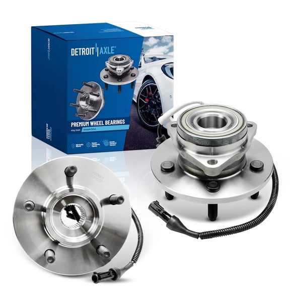 Detroit Axle - Front 2pc Wheel Bearing Hubs for 4WD 00-02 Ford Expedition Lincoln Navigator, 2 Wheel Bearing & Hubs Set 2000 2001 2002 Replacement