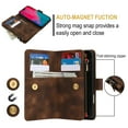 thumbnail image 4 of Allytechgroup Premium Wallet Phone Case for iPhone 16, Zipper Pocket Kickstand Crossbody Shoulder Strap Hand Wrist RFID Blocking Shockproof Protective Case for Women Men, Brown, 4 of 8