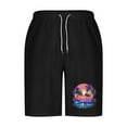 thumbnail image 4 of USNSM (S-5XL) Big and Tall Men's Summer Casual Short with Pocket Hawaiian Print Elastic Waist Drawstring Beach Shorts Black XXL, 4 of 5