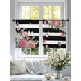 thumbnail image 4 of Pink Flowers Sheer Curtains 54 Inch Length 2 Panels Set Window Treatments, Spring Floral Butterflies Black White Striped Farmhouse Semi Curtains for Living Room/Bedroom/Kitchen, 104"W x 54"L, 4 of 7