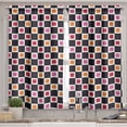 thumbnail image 2 of Ambesonne Geometric Valance & Curtain, Grid Vivid Squares, 55"x36", Multicolor, 2 of 6
