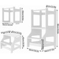 thumbnail image 3 of Wooden Cooking Step Stool for Kids,Adjustable Height,Kids Step Ladder Stool Safety Bar Helper,White, 3 of 5