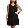thumbnail image 5 of HongQid Plus Size Dress for Women Textured Sleeveless Shift Dress V Neck Casual Loose Mini Sundress With Pockets For Summer, 5 of 9