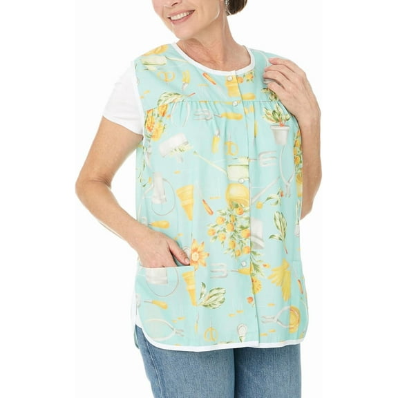 Snap Front Cobbler Aprons Vest with Two Patch Pockets