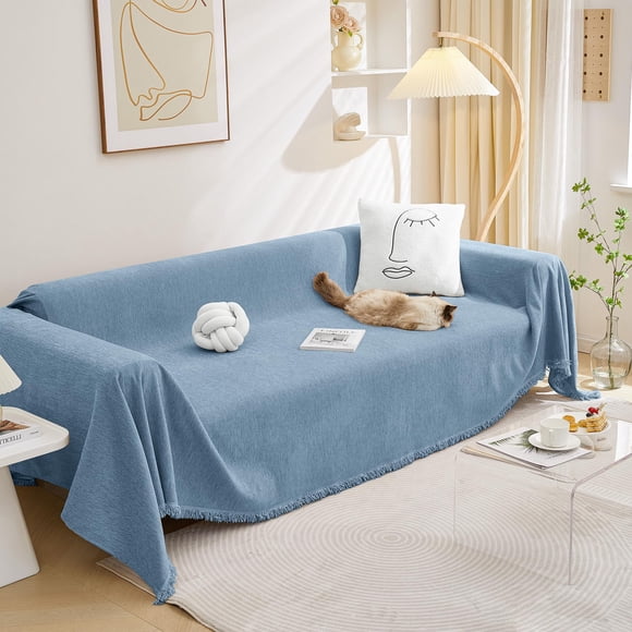 Funda para Muebles MEETSKY de Chenilla para Sofá 180x341 cm Azul
