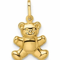 14K Yellow Gold Polished Puffed Teddy Bear Pendant (17.34 X 9.95) Made In Italy -Jewelry By Sweet Pea