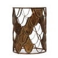 thumbnail image 6 of Boho Chic Side Table with Tempered Glass Top, Handcrafted Fish Scale Design, Antique Brass Finish, 16" Round, Brown, 6 of 10