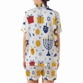 thumbnail image 3 of Lotusprinthandmade Hanukkah Dreidel Menorah All-over Print Satin Short-Sleeve Pajamas Set (No Pocket) (M), 3 of 6