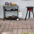 thumbnail image 6 of OuterMust Outdoor Three-Shelf  Grill Cart Moveable Pizza Oven and Food Prep Table with Wheels, Silver & Black, 6 of 6