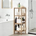 thumbnail image 4 of Garvee 4 Tier Wooden Shelf Rack, with Slatted Shelves, 12.9 x 12.9 x 18.5", Walnut, 4 of 7