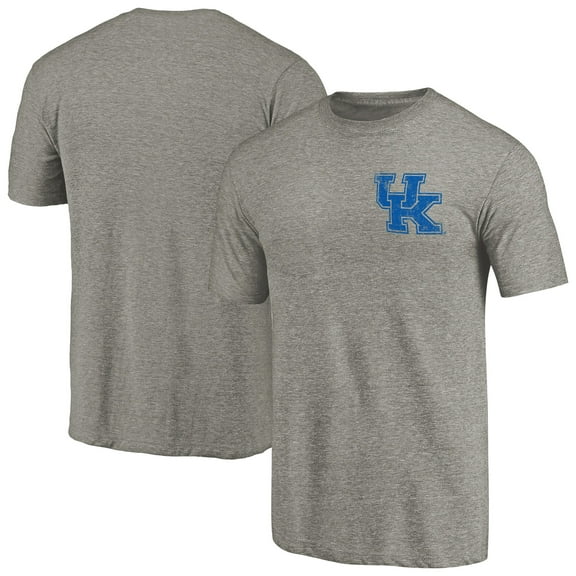 Men's Gray Heather Kentucky Wildcats Left Chest Distressed Logo Tri-Blend T-Shirt