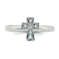 thumbnail image 4 of Aquamarine Sterling Silver Rhodium Cross Ring, 4 of 5