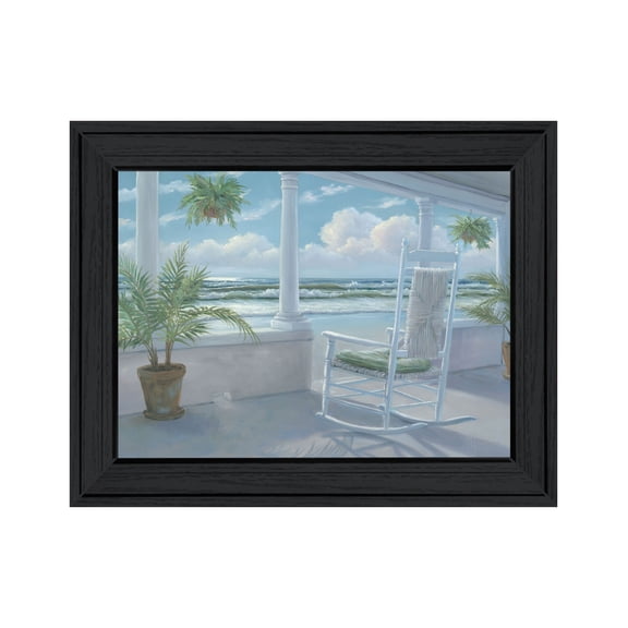 Trendy Decor 4U "Coastal Porch I" Framed Wall Art, Modern Home Décor Black Framed Print for Living Room, Bedroom & Farmhouse Wall Decoration by Georgia Janisse 19"x15"