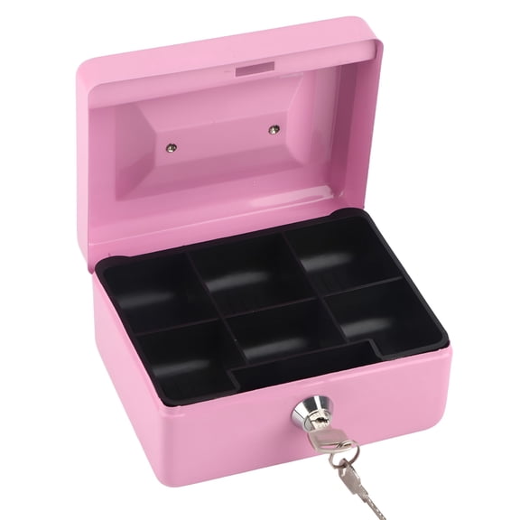 CCOCC Cash Box,Pink,15 x 12 x 8 cm,Key Lock,Removable Money Tray,Layered Cantilever Design,1 Piece