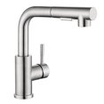 thumbnail image 1 of Grifo para fregadero de bar, grifo de cocina de acero inoxidable con rociador extraíble, moderno grifo monomando para uso general, pequeño mini grifo para RV al aire libre, níquel cepillado, 1 of 7