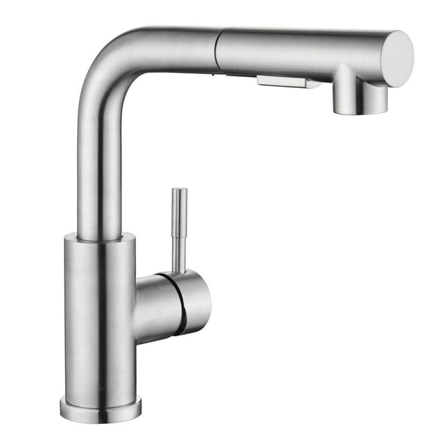 Grifo para fregadero de bar, grifo de cocina de acero inoxidable con rociador extraíble, moderno grifo monomando para uso general, pequeño mini grifo para RV al aire libre, níquel cepillado