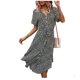 thumbnail image 2 of Txlixc, vestido a media pierna con botones para mujer, vestido de verano bohemio, manga corta, estampado floral, volantes, cinturón, línea A, vestido suelto de camisa Txlixc Estilo de ocio, 2 of 10