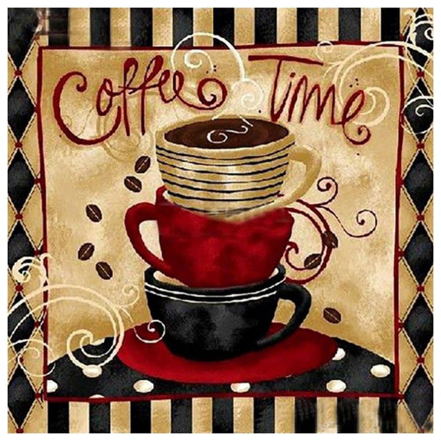 Cuadros Decorativos Taza de café taladro cuadrado completo cuadro de diamantes de imitación pintura de diamantes arte artesanal DIY JShteea Nuevos Originales