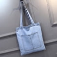 thumbnail image 2 of Sonducket Bolso de hombro de lona para mujer Bolso de compras de gran capacidad de mezclilla de estudiante Bolsas de mensajero y de hombro azul claro Tipo 1, 2 of 4