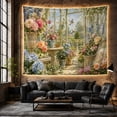 thumbnail image 6 of Lush Greenhouse with Blooming Flowers and Arched Windows, Romantic Watercolor for Plant Lovers, Botanical Garden Art, Housewarming Gift Tapestry Wall Hanging for Living Room and Bedroom, 6 of 7