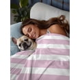 thumbnail image 3 of Pink Stripe California King Size Flat Sheet, Wrinkleproof & Fadeproof Cooling Flat Bed Sheet Only, Modern Simple Geometric White Striped Breathable Soft Bedding Top Sheets 108 x 98 Inches, 3 of 8