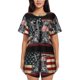thumbnail image 1 of Balery Veterans Day1 Conjunto de Pijama para Mujer con Estampado, Dos Piezas de Manga Corta y Shorts, Ropa de Dormir Suave con Cuello Redondo y Bolsillos-Medium, 1 of 1