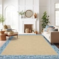 thumbnail image 2 of FairOnly 8'x10'Modern Solid Color Area Rug with Decorative Flower Frame Machine Washable Low Pile Stain Resistant Rug for Living Room Bedroom Dining Area,Light Blue, 2 of 6