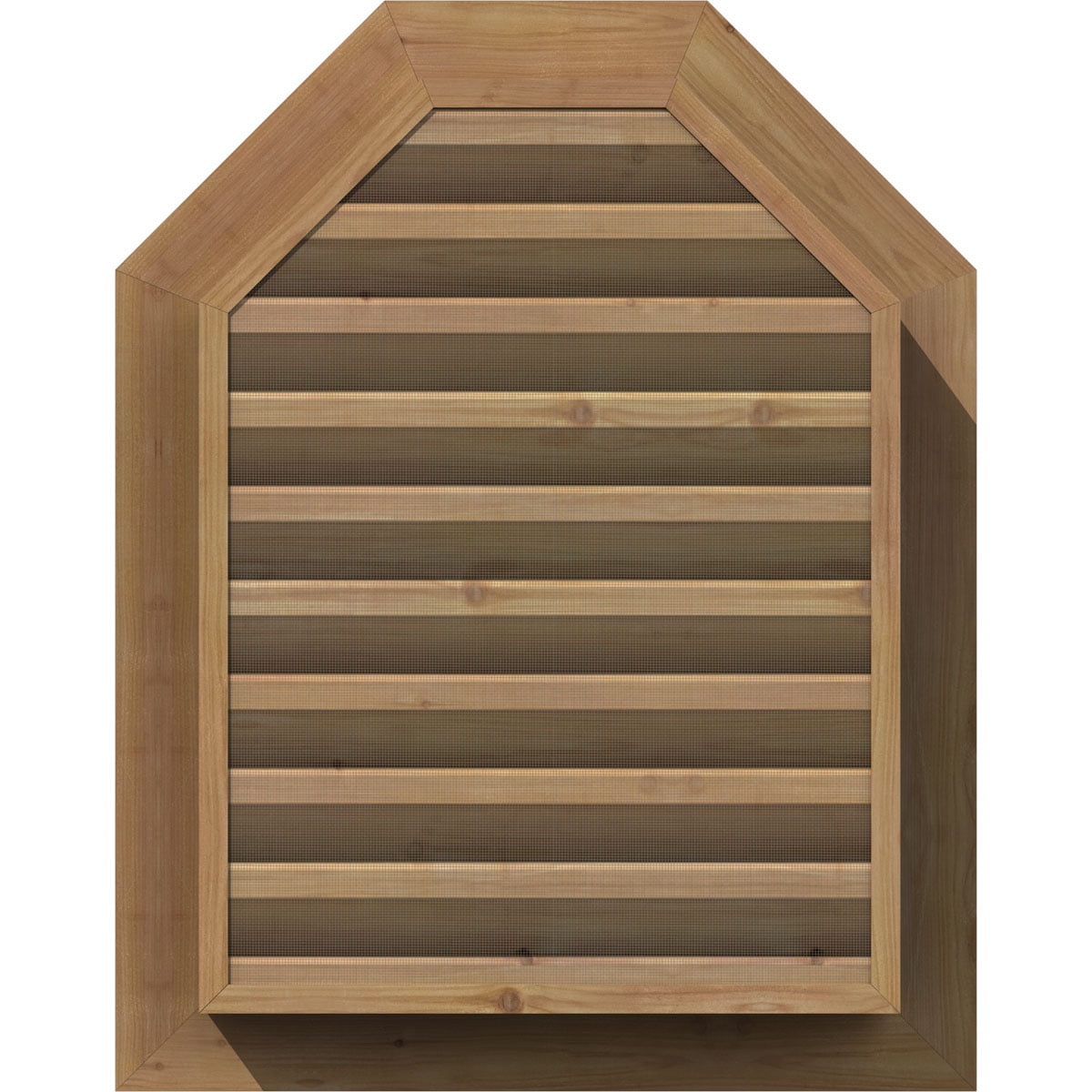 16"W x 18"H Octagonal Top Gable Vent (21"W x 23"H Frame Size): Unfinished, Functional, Smooth Western Red Cedar Gable Vent w/ Brick Mould Face Frame