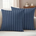 thumbnail image 6 of 2 Pack Outdoor Waterproof Throw Pillows, Abstract Blue White Chevron Texture Decorative Square Pillow Case Patio Pillows for Chair Couch Sofa 16x16in, 6 of 9