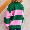 thumbnail image 4 of Tnhcen Women's Color Block Striped Cardigan V-Neck Knit Sweater Soft Nylon Spandex Top Loose Fit Fall Casual Wear Lightweight Long Sleeve Cover-Up S-L, 4 of 5