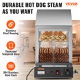 thumbnail image 2 of VEVOR Hot Dog Machine, 36 L, 2-Tier Hot Dog Steamer for 200 Hotdogs & 42 Buns, 1200W Electric Bun Warmer Cooker with Rotary Knob Temp Display 7.5 L Water Tank, Stainless Frame and Tempered Glass Doors, 2 of 9