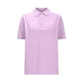 thumbnail image 4 of Oplxuo Women's Polo Shirts Cotton 3-Button Short Sleeve Collared Tops Summer Cool Shirt Uniform Casual Shirts, 4 of 7