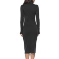 thumbnail image 4 of Women Turtleneck Ribbed Long Sleeve Knit Sweater Dress Basic Solid Color Elastic Slim Fitting Soft Warm for Party Date Black L, 4 of 6