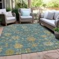 thumbnail image 4 of HomeRoots 626249 5 x 8 ft. Teal, Blue & Gold Floral Washable Traditional Indoor & Outdoor Rectangle Area Rug, 4 of 8