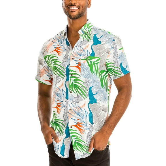 Men Hawaiian Shirt Vacation Short Sleeve Casual Button Down Shirts Summer Beach Shirt